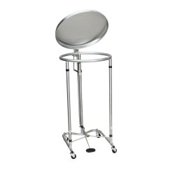 Hamper Stand Blickman Rolling Round Opening Foot Pedal Tilt-Top Lid