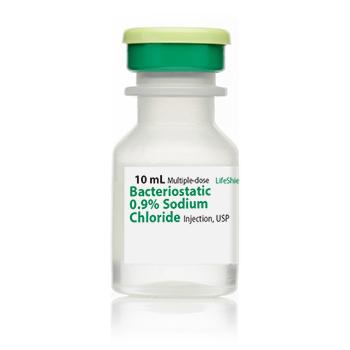 Sodium Chloride Bacteriostatic Injection 0.9% LF MDV 10mL 25/Package, 4 BX/CA Pfizer Injectables