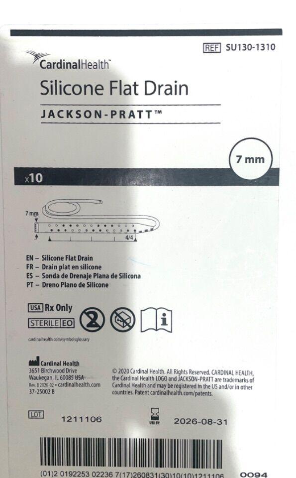 Jackson-Pratt Silicone Wound Drain Flat Tip Full Perforated, 10 EA/BX Cardinal Health