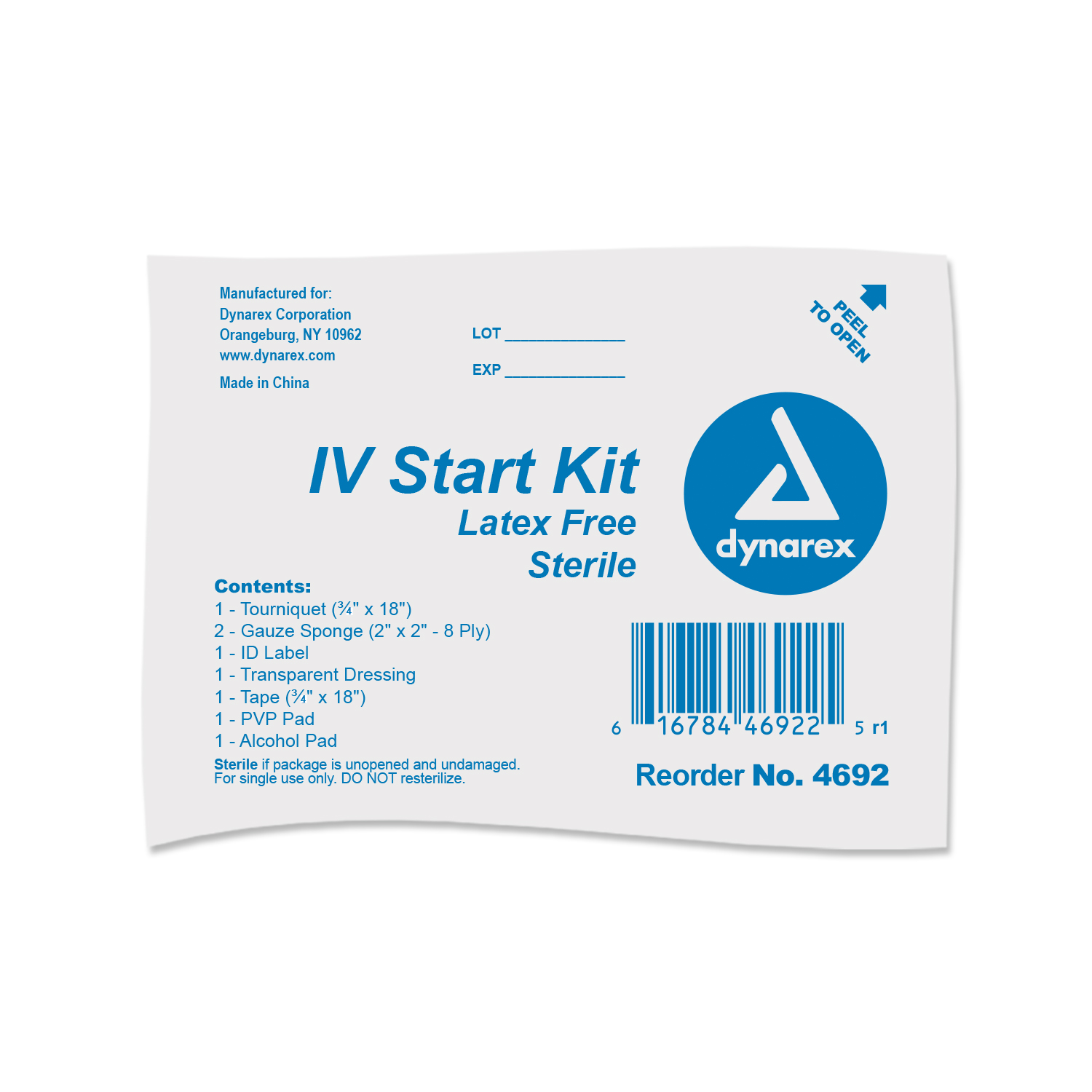 Dynarex Corp IV Starter Kit w/o Gloves EACH 4692