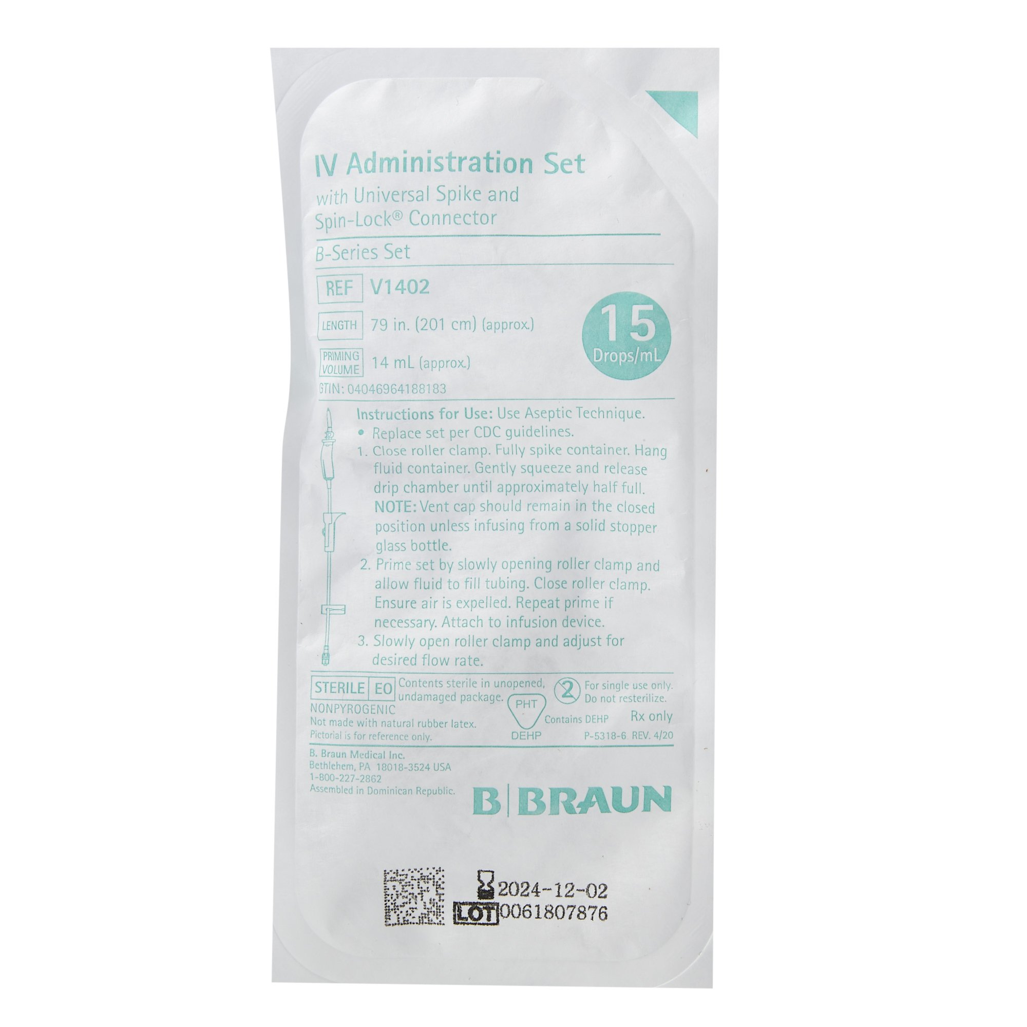 ADMIN SET BASIC B SERIES15DRP/ML 79L EACH B BRAUN BASIC IV ADMINISTRATION SETS  V1402
