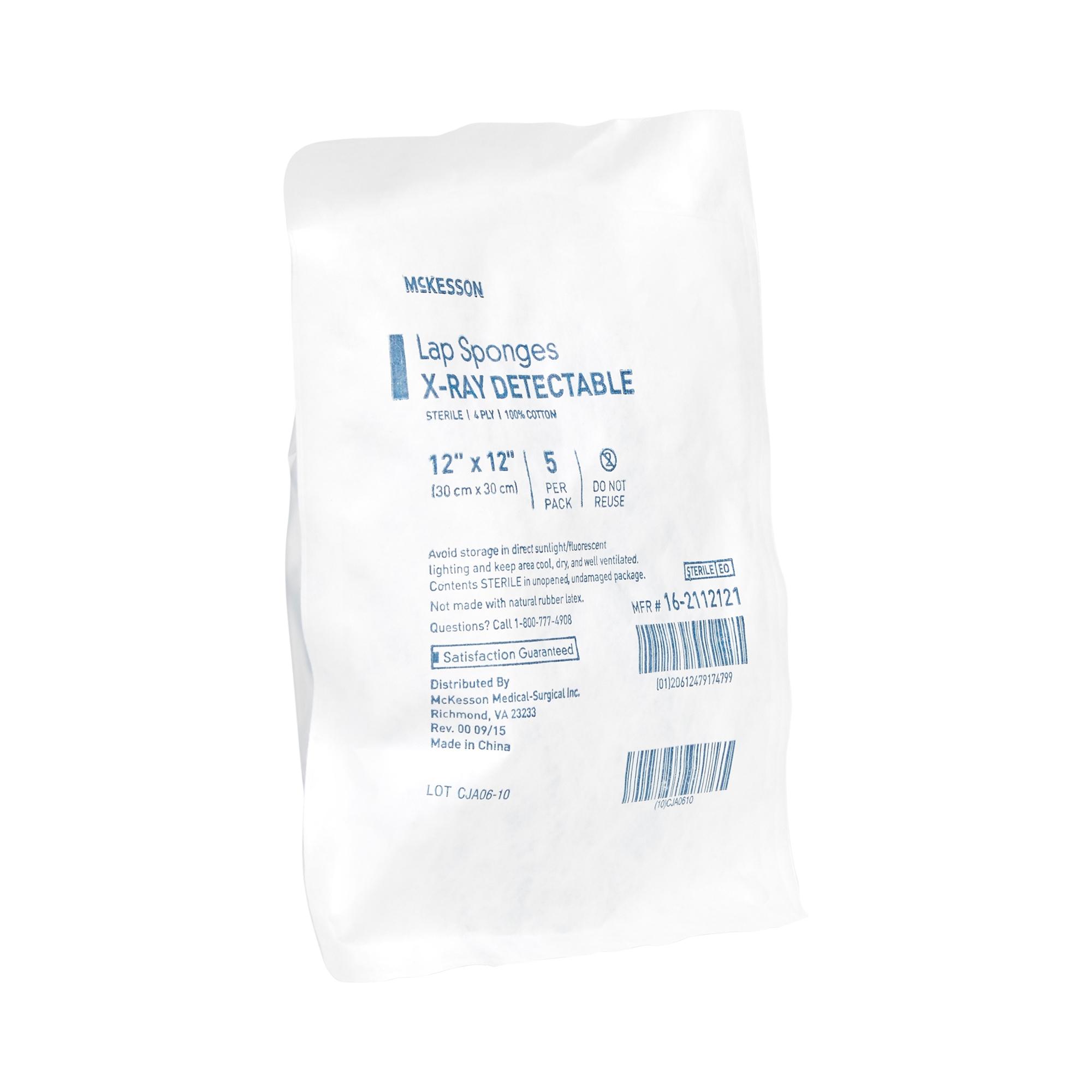 Pre-Washed Laparotomy Sponge 12x12" Sterile Cotton X-Ray Detectable Absorbent X-Ray Detectable