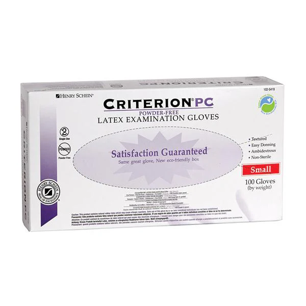 Criterion Polymer Coated Latex Exam Gloves Small White Non-Sterile 100/Bx