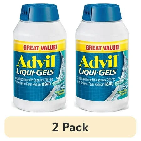 Advil Liqui-Gels Pain Reliever and Fever Reducer, Solubilized Ibuprofen 200mg, 200 Count, Liquid Fast Pain Relief