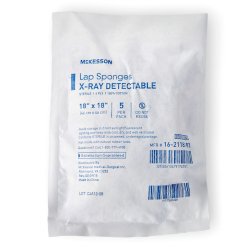 Surgical Laparotomy Sponge McKesson X-Ray Detectable Cotton 18x18 in 5 Count Soft Pack Sterile