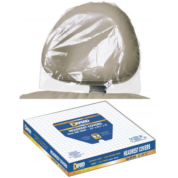 Defend® Headrest Covers 11" x 9.5" Clear 250/Pk