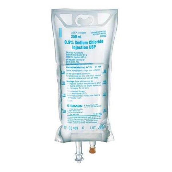 Sodium Chloride Injections 0.9% 250mL EXCEL 24/CS B Braun Medical Inc 264780020