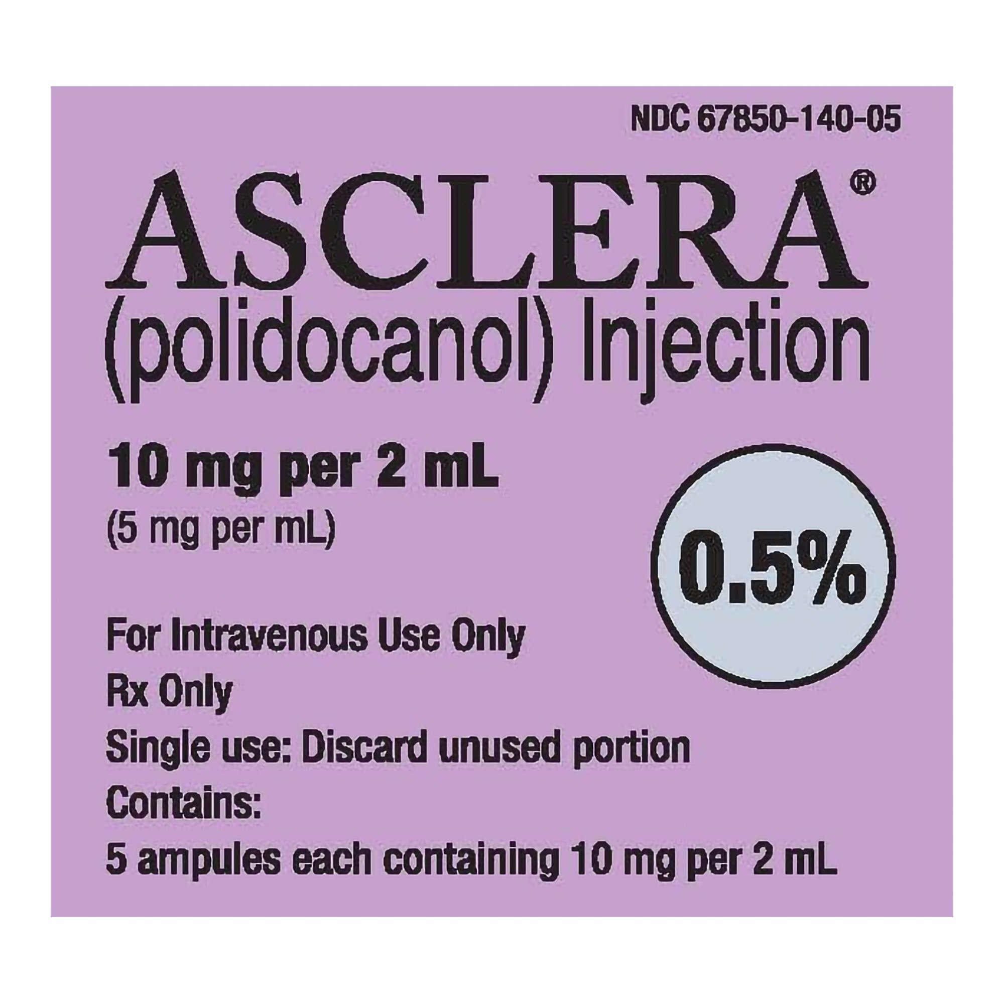 ASCLERA AMPULE 0.5% 5MG/ML 2ml (5/CT) METHAPHARM INC