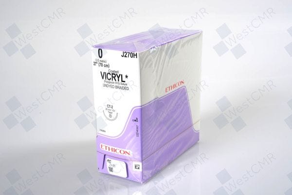 Absorbable Suture with Needle Coated Vicryl™ Polyglactin 910 CT-2 1/2 Circle Taper Point Needle Size