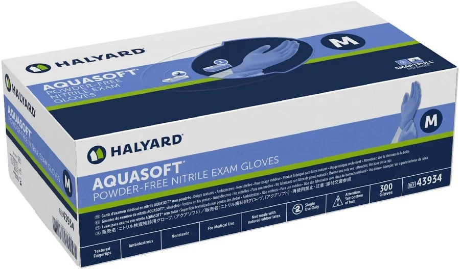 Aquasoft Nitrile PF Gloves 300/Bx Medium