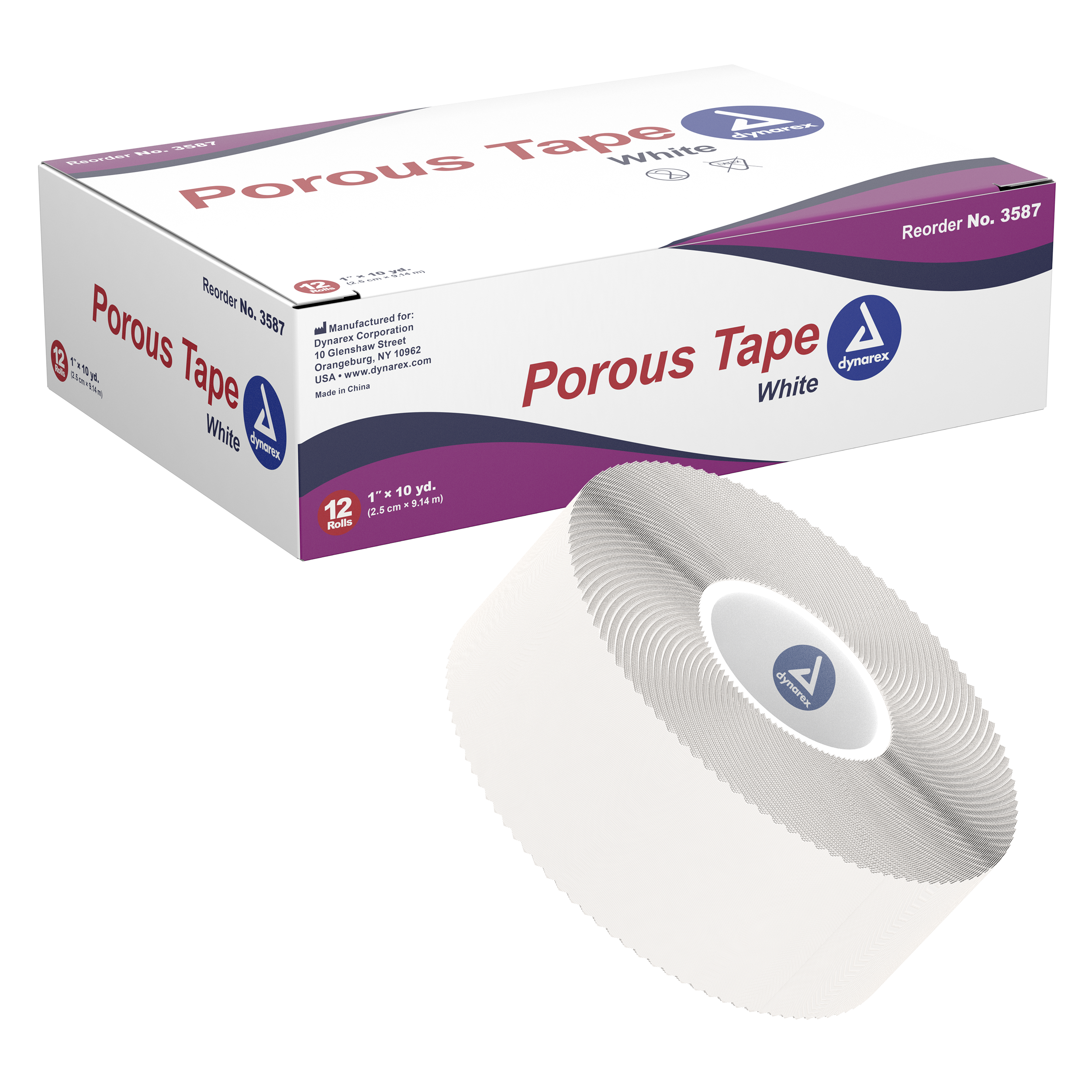 Porous Tape Cloth 1 x 10 yds 12 Ct Silk Tape Dynarex Corporation 3587