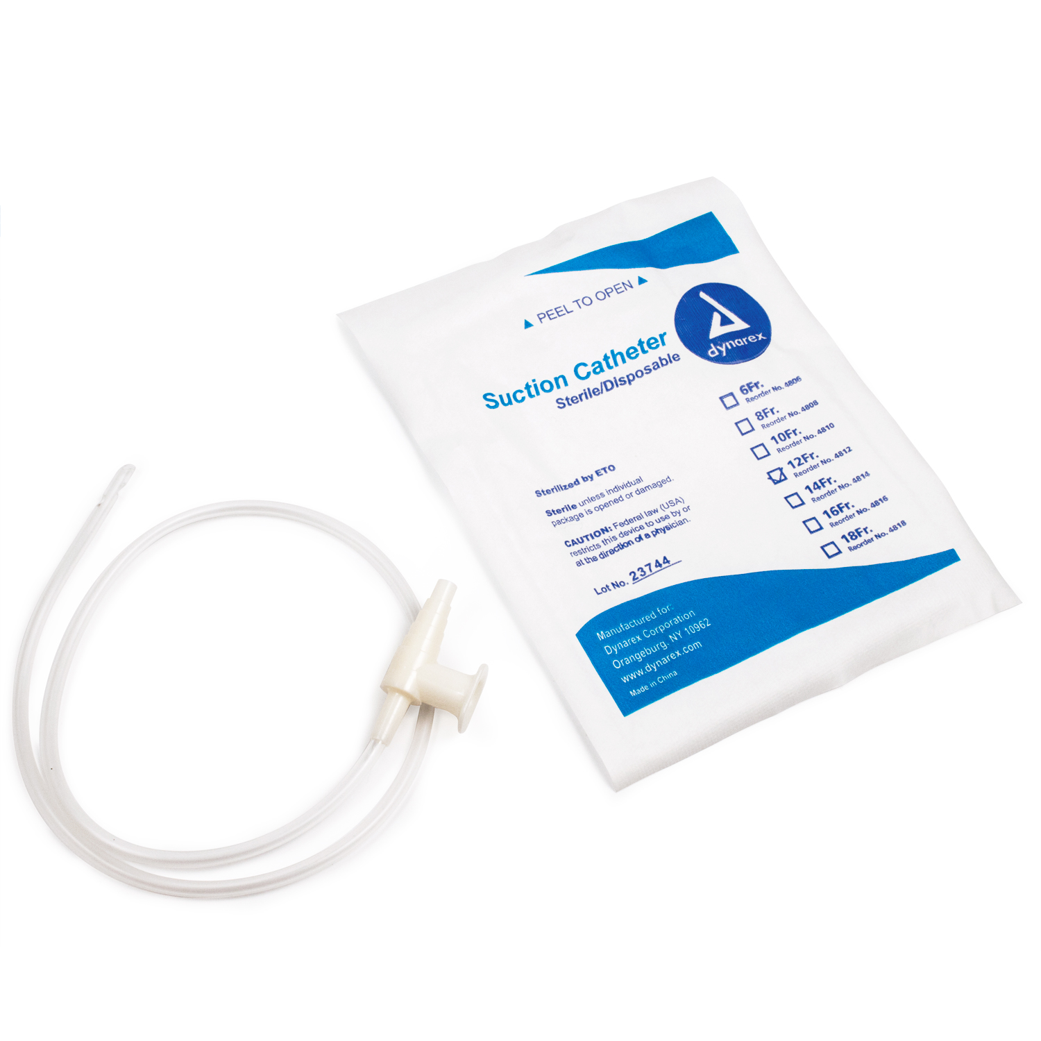 Suction Catheters Sterile, 12 FR, 50/Cs - Dynarex Corporation 4812