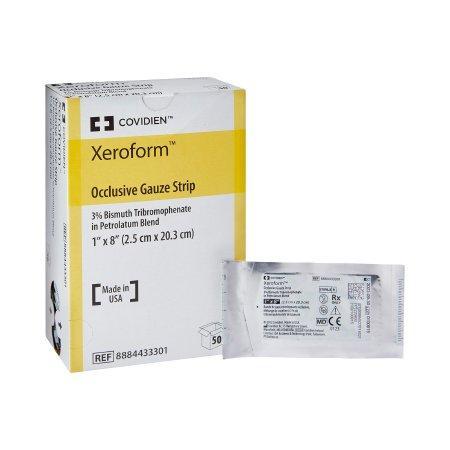 Xeroform Petrolatum Gauze Dressing 1x8" Ster Patch 3% Bismuth Tribromophenate Latex, 4 BX/CA 433301