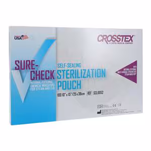STERILIZATION POUCH SURE CHECK10X15 100/BX Crosstex International SCL10152
