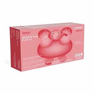 SXQ10335101Ventyv Nitrile Powder-Free Plus 3.5 Exam Gloves, Violet Blue, Elephant, Size M, 7 - 7-1/2