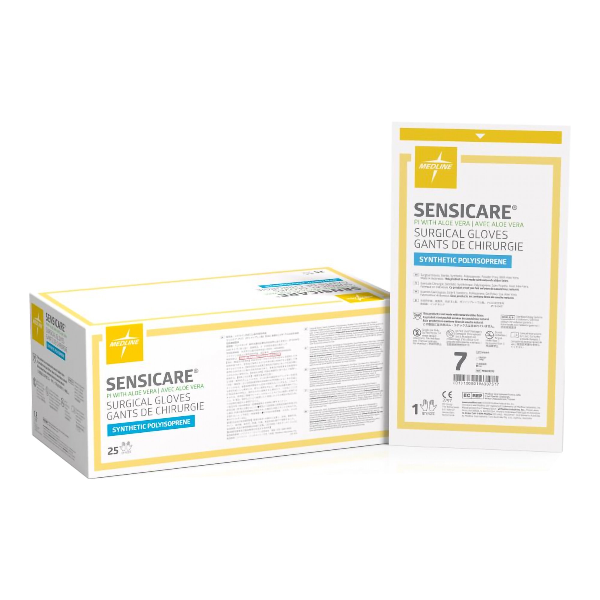 Surgical Glove SensiCare® Size 7 25 Pairs per Box Sterile Polyisoprene Standard Cuff Length Smooth
