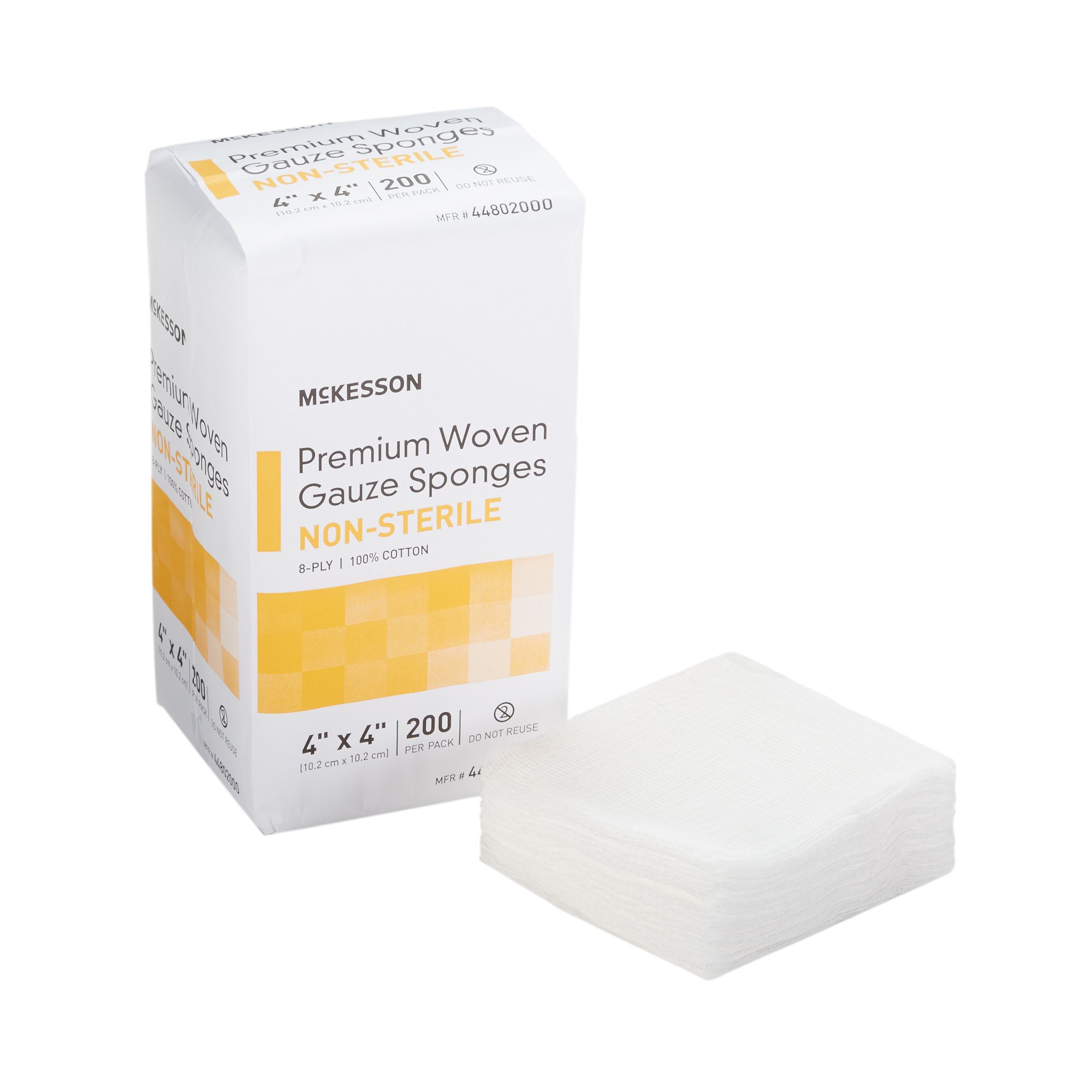 SPONGE GAUZE 8PLY H-FOLD N/S4"X4" 200/PK 20PK/CS Mckesson Medical and Surgical Inc 44802000