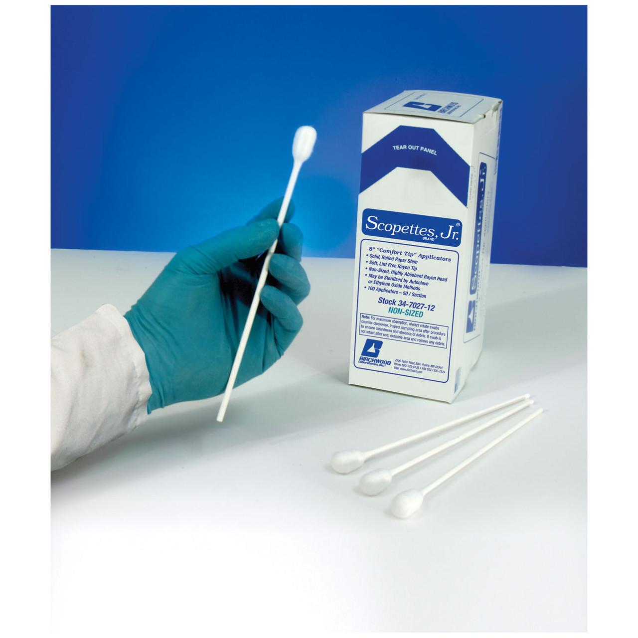 Scopettes Junior Swab Appl Hi Absorb Rayon Tip Rayon Tip 8 in Non-Ster 100/Box, 12 BX/CA 34702112