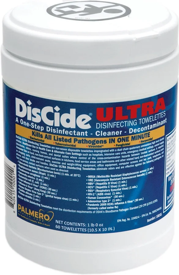 Discide Ultra Wipes X-Large 60/Can 12/Cs