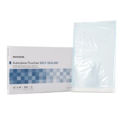 Sterilization Pouch McKesson Ethylene Oxide (EO) Gas / Steam 12x18 in White / Blue Self Seal Paper