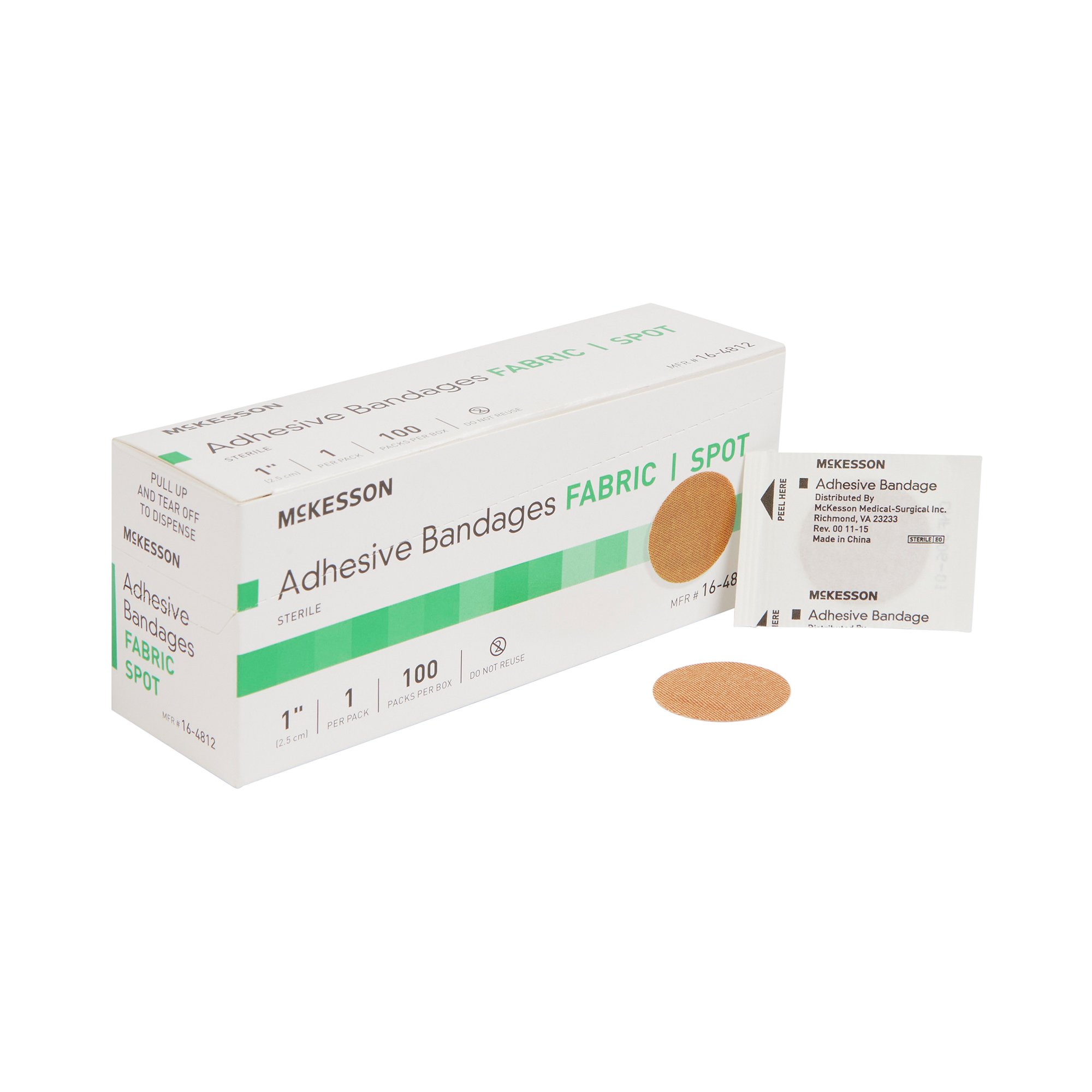Adhesive BANDAGE FABRIC SPOT 1" 100/BX Mckesson Medical and Surgical Inc