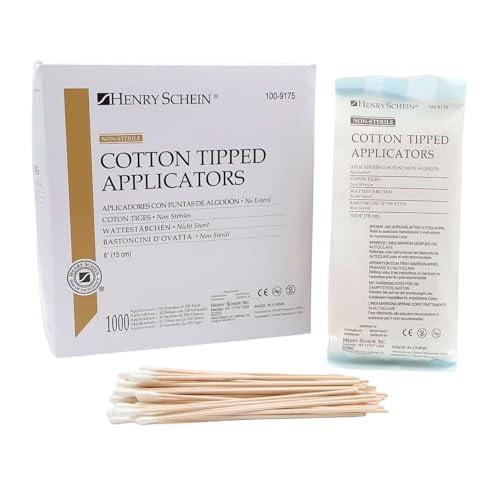 Henry Schein Cotton Tipped Appl Tip 6 Wood Non-Ster 1000/Box, 10 BX/CA 1009175