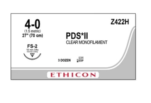 PDS II Suture Polydioxanone Monofilament 3-0 27" Absorbable FS-1 Cutting Uncoated Clear 36/Box Z442H