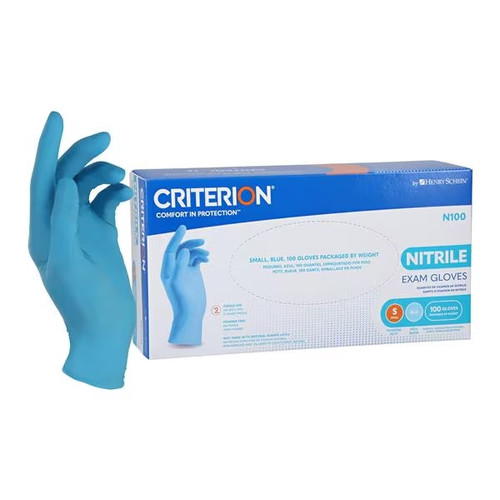 Criterion N100 Nitrile Exam Gloves Small Blue Non-Sterile 100/Box, 10 BX/CA Henry Schein Inc.