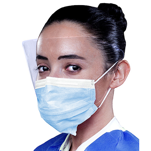 ArchAway Double-Seal Earloop Mask w/Splash Visor, Sky-Blue 25/Box