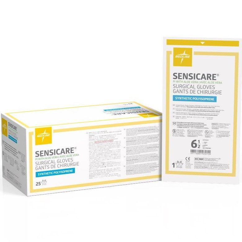 SensiCare PI Polyisoprene Surgical Gloves 6.5 White Chemo Approved, 4 BX/CA Medline Industries Inc