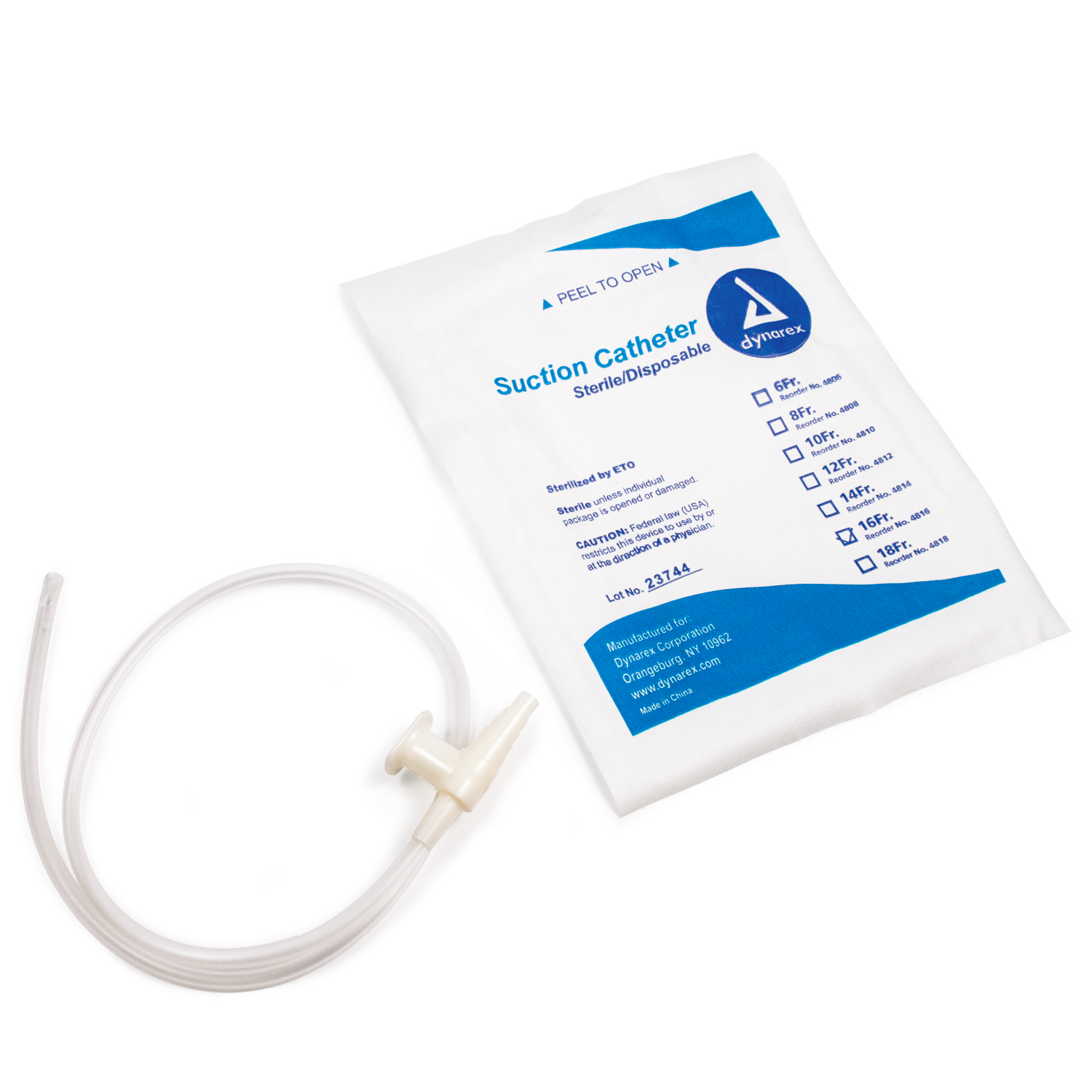 Suction Catheters Sterile, 16 FR, 50/Cs - Dynarex Corporation 4816