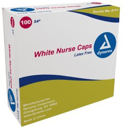 Bouffant Cap One Size Fits Most White Elastic Closure