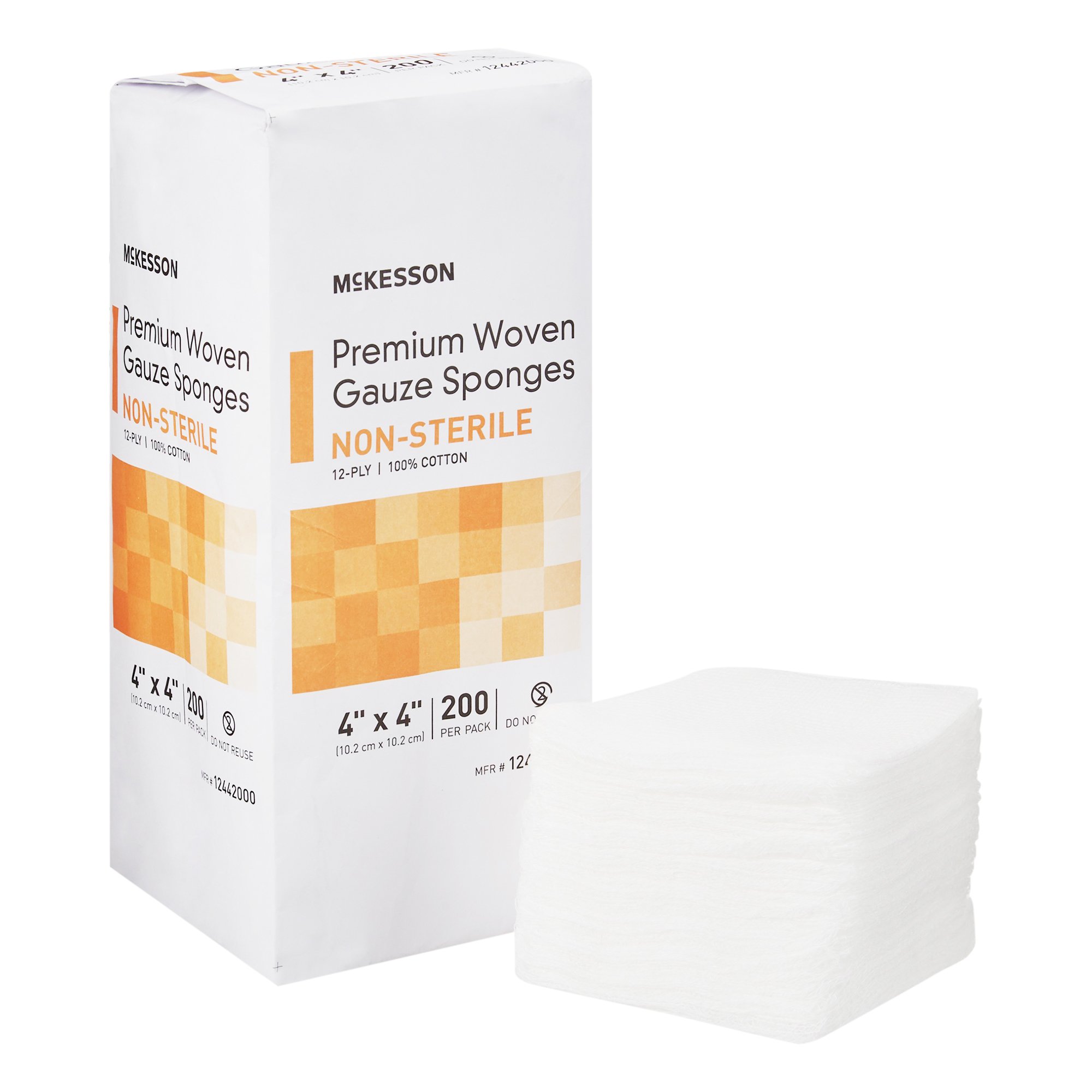 SPONGE GAUZE 12PLY H-FOLD N/S 4"X4" 200/PK10PK/CS