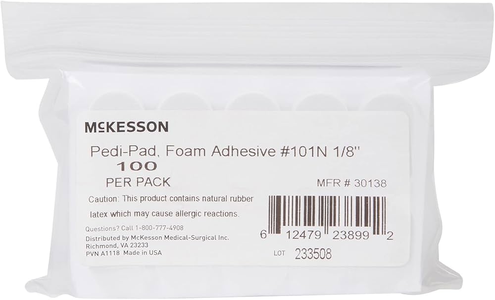 Protective Pad McKesson Size 106 Adhesive Backing Foot PEDI-PAD, FOAM ADH WHT 1/4" (1G 1/4" (100/PK