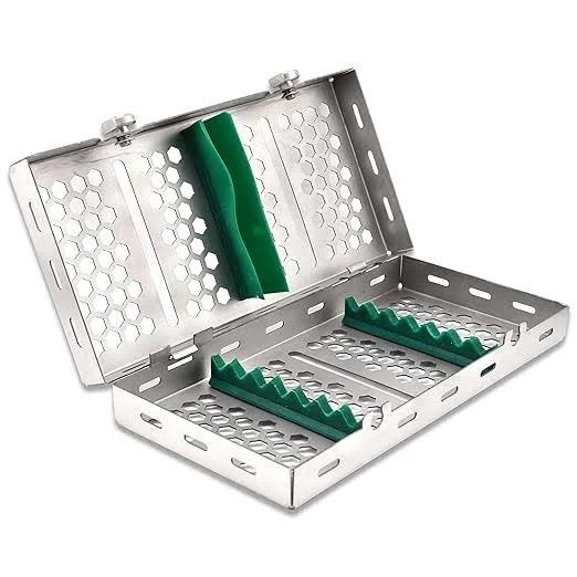 5 German Dental Autoclave Sterilization Cassette Tray for Instrument 7 7.25X2.75X1.25" Blue CYNAMED