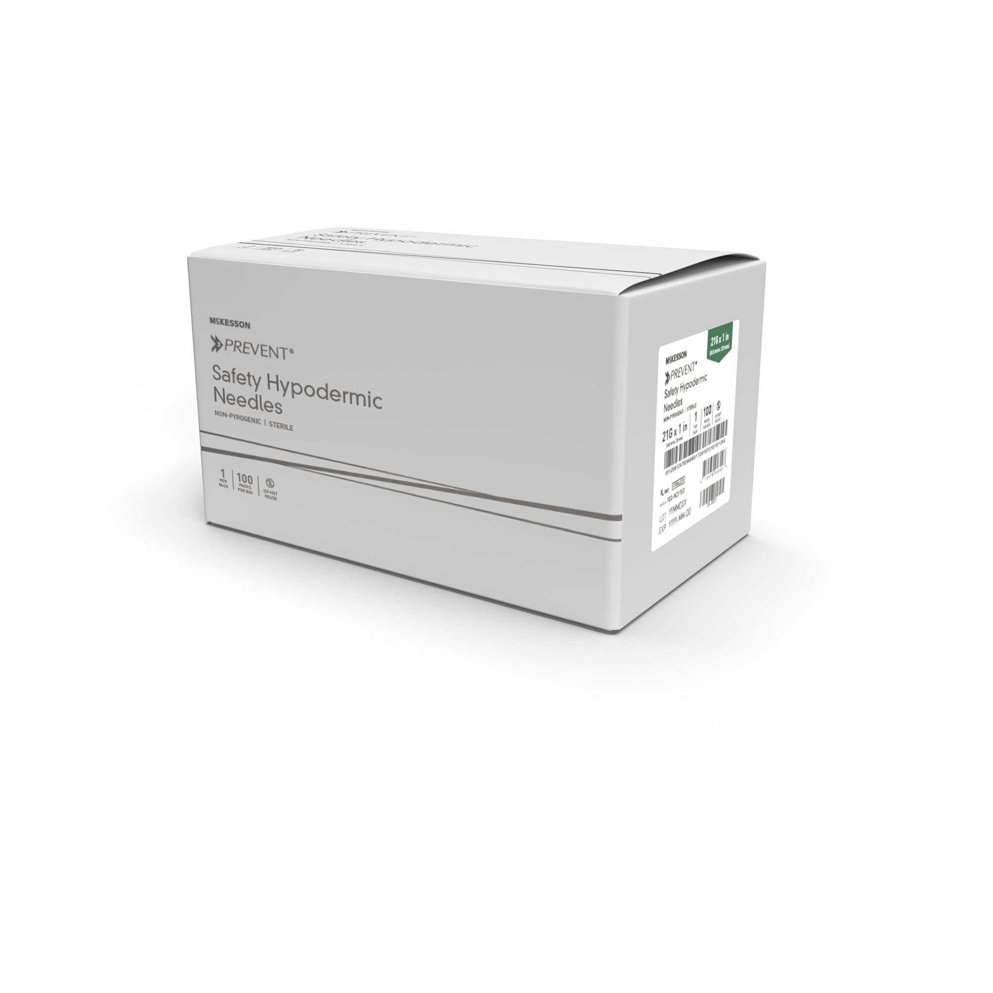 Hypodermic NEEDLE SAFETY PREVENT ORG 25GX1" 100/BX Mckesson Medical and Surgical Inc