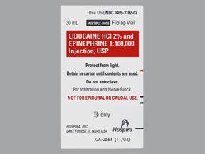 LIDOCAINE 2% EPINEPHRINE 1 1000000 30ML VIAL 25/BX PFIZER LIDOCAINE HYDROCHLORIDE & EPINEPHRINE INJE