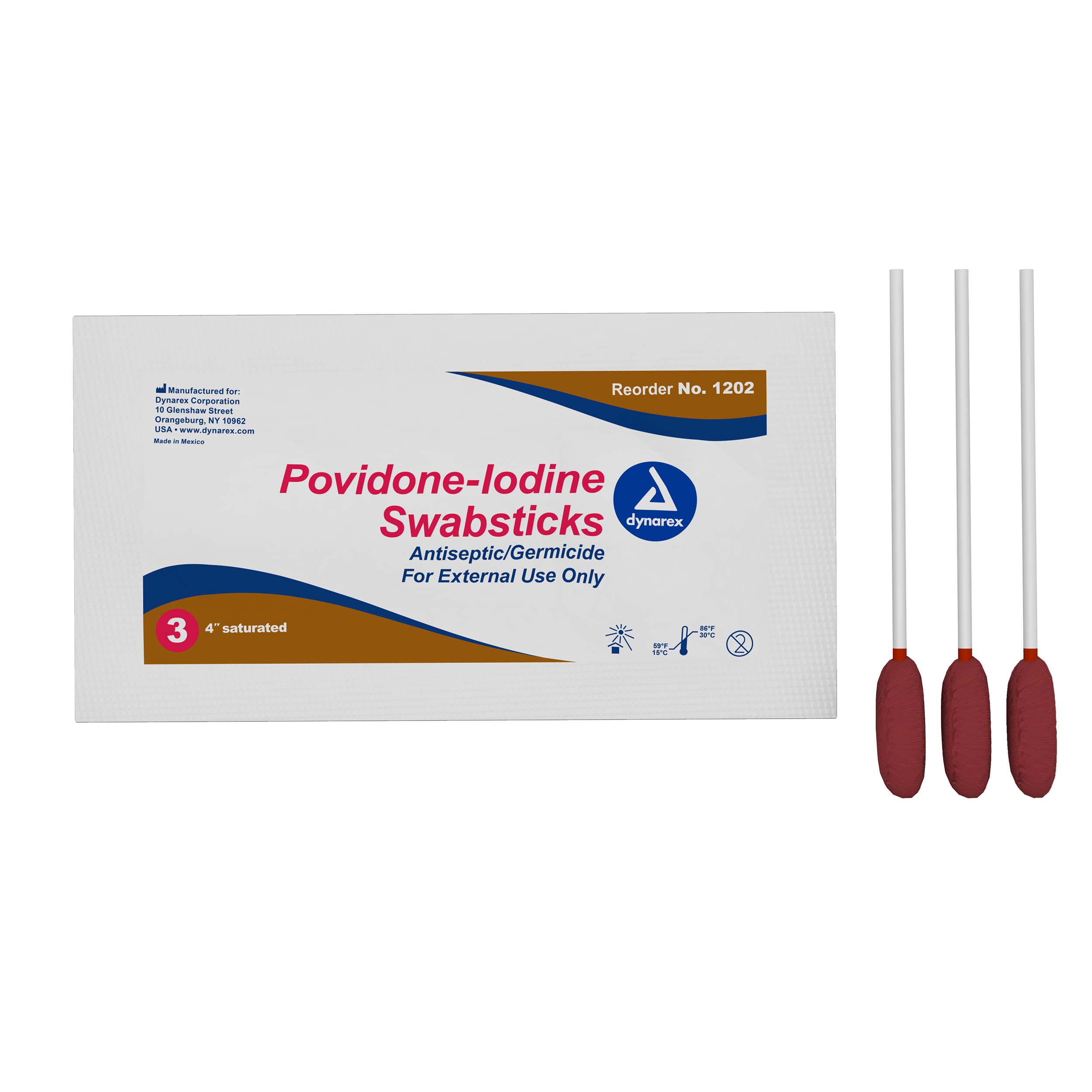 Povidone-Iodine Swabsticks 3 swabsticks/pk 25ct Dynarex Corporation