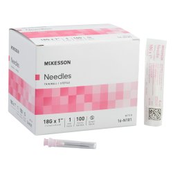 Hypodermic Needle McKesson 1 in Length 18 Gauge Thin Wall Without Safety