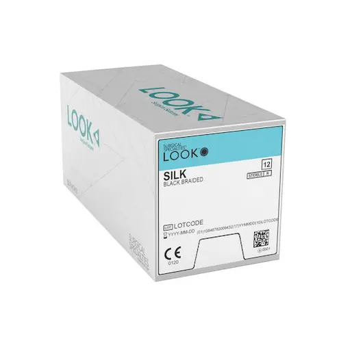 Suture 4-0 18" Silk Braid C-7 Black 12/Bx