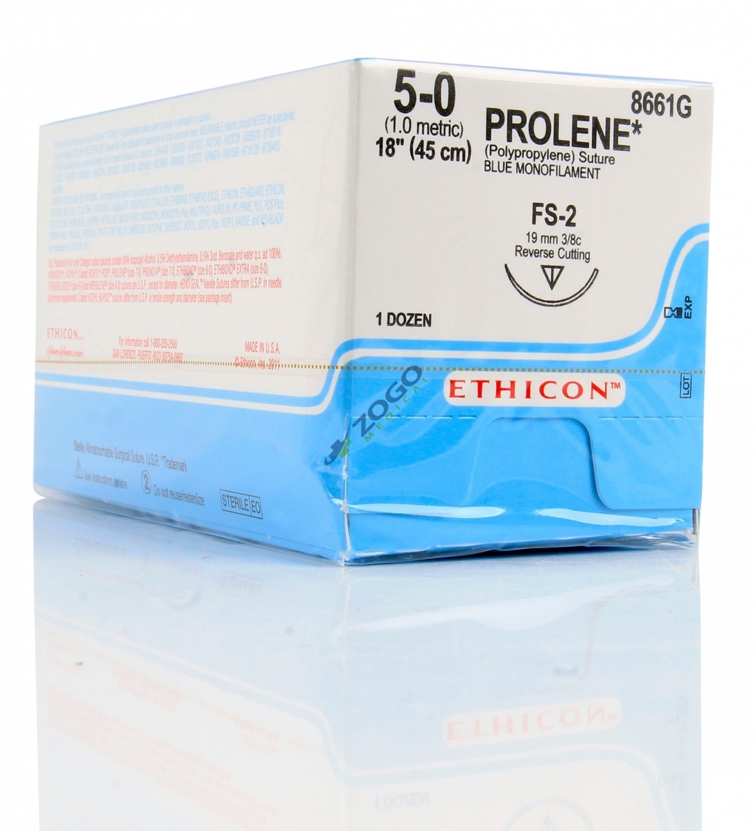 Nonabsorbable Suture with Needle Prolene™ Polypropylene FS-2 3/8 Circle Reverse Cutting Needle Size
