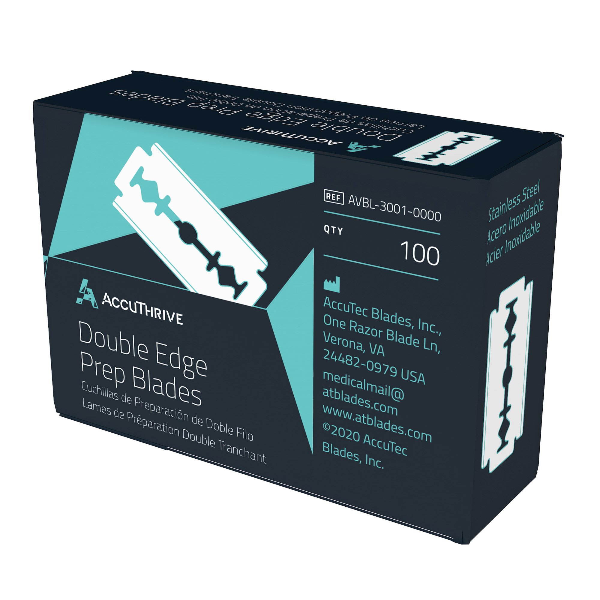 ACCUTHRIVE BLADE DBL EDGE PREPSS MICROCOAT 100BL/C AccuTec Blades Inc (deleted)
