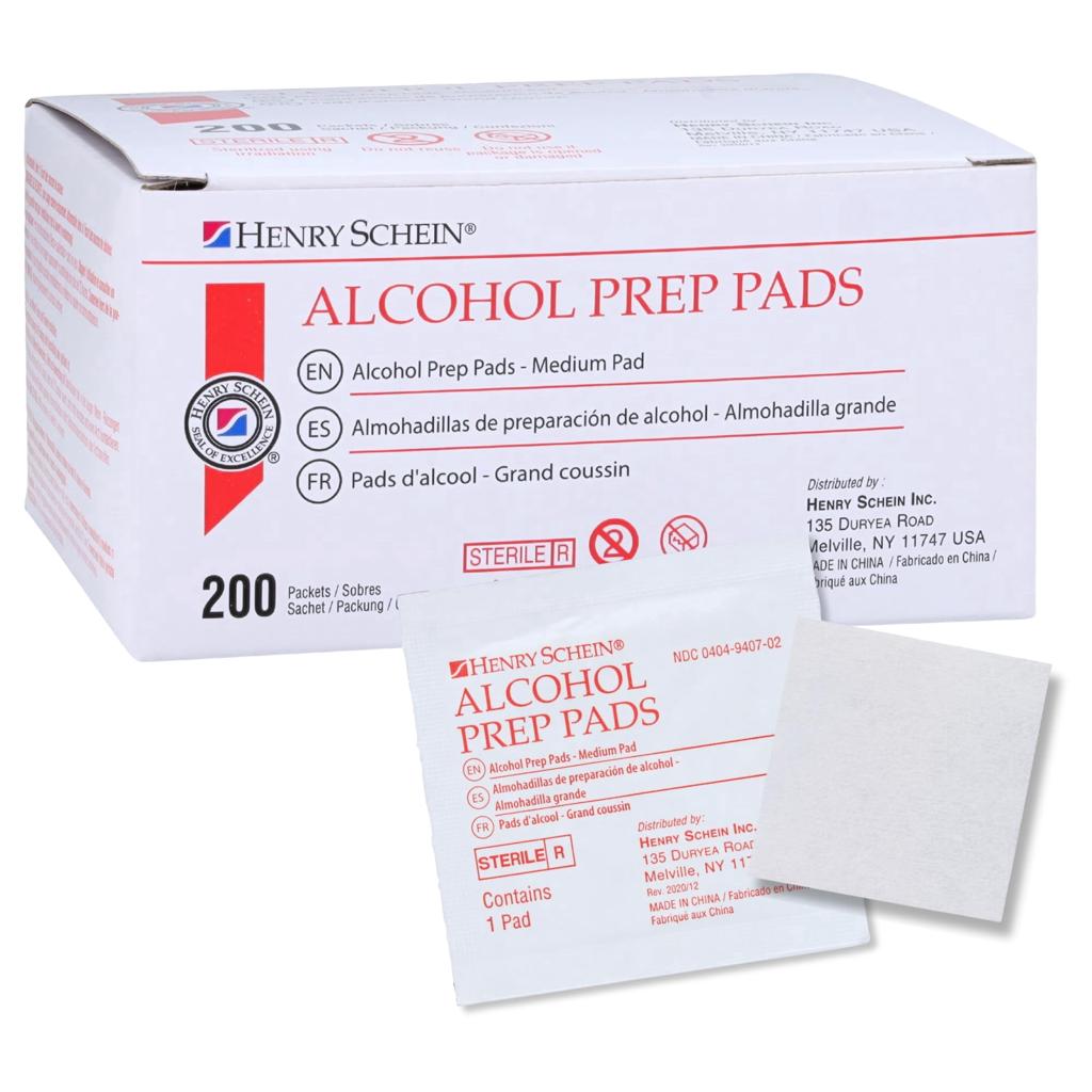Alcohol Prep Pad Non-Woven Cloth Medium Sterile, 20 BX/CA Henry Schein Inc.