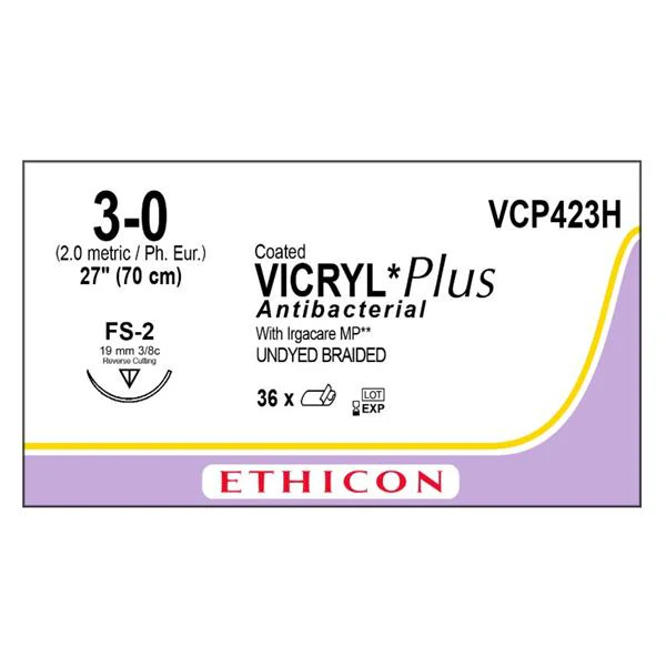 SUTURE, VICRL+ ANTIBAC UD BR 3-0 27" FS-2 (36/BX) Ethicon - Suture 243