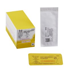 Absorbable Suture with Needle Fast Absorbing Gut Plain Gut PC-1 3/8 Circle Needle Size...