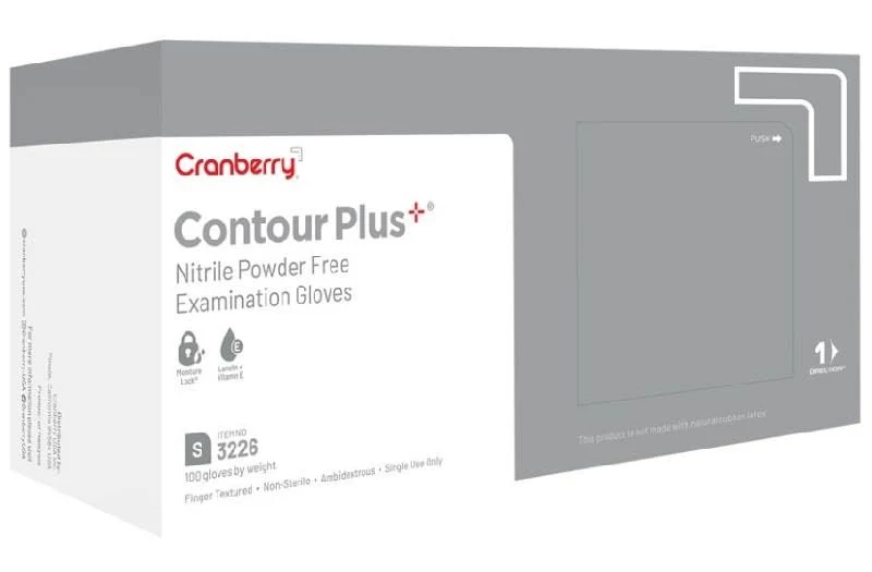Contour Plus® Nitrile Exam Gloves – Small 100/Bx