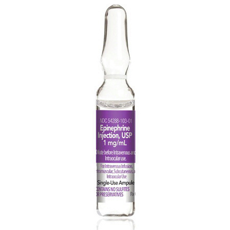 Epinephrine 1 mg/ml, 1mLAmpule NDC 54288-103-10 Single Use
