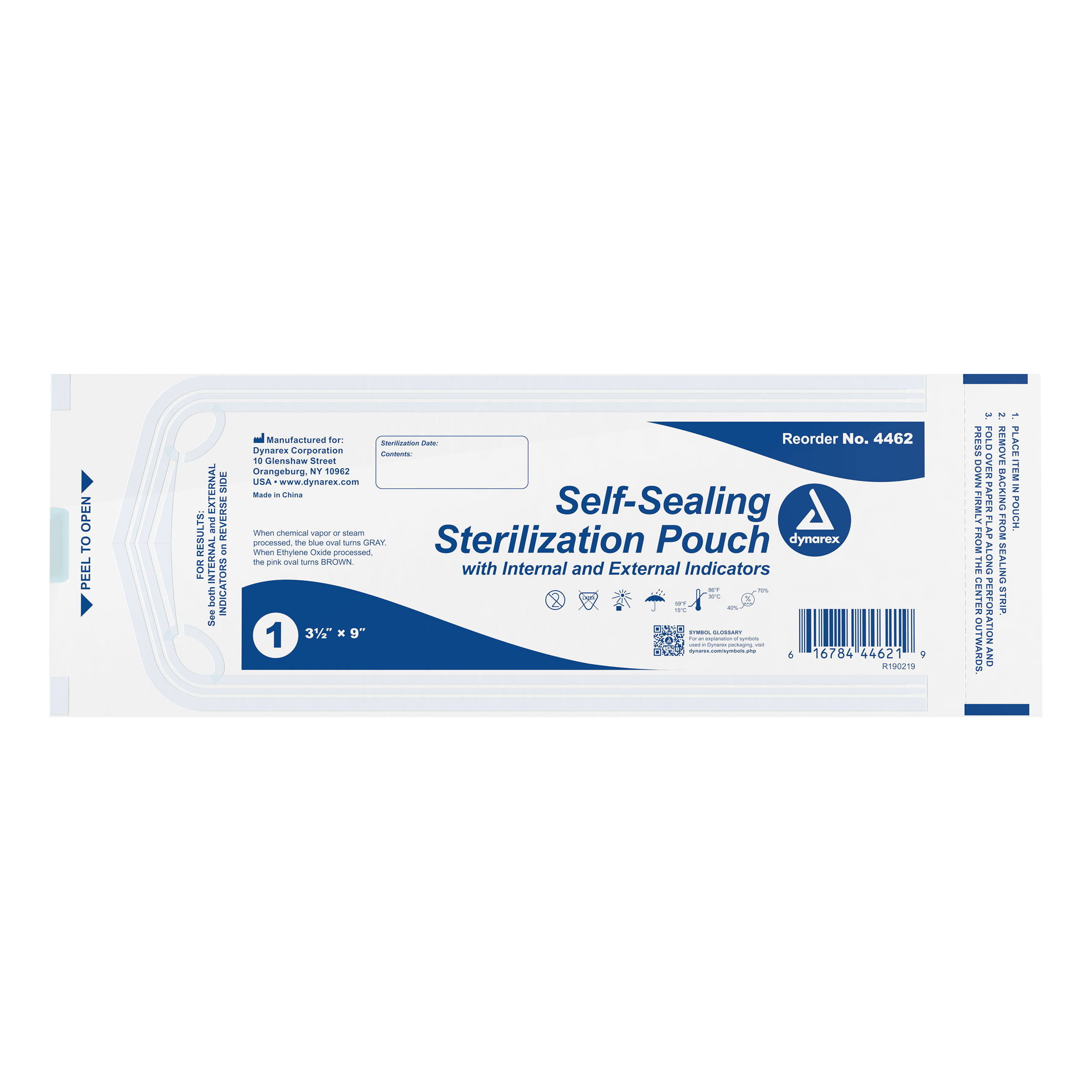 Sterilization Pouches 3.5 x 9 200 Ct Dynarex Corporation