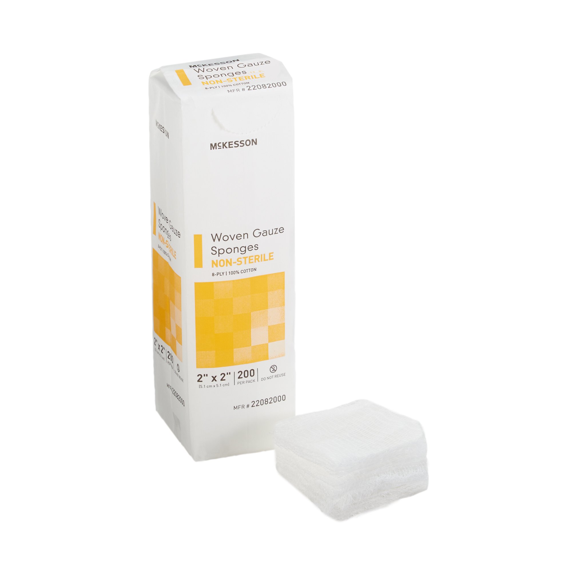 Gauze Sponge McKesson 2 X 2 Inch 8-Ply NonSterile 200 per Pack SPONGE, GAUZE 8PLY N/S 2"X2" (200/PK