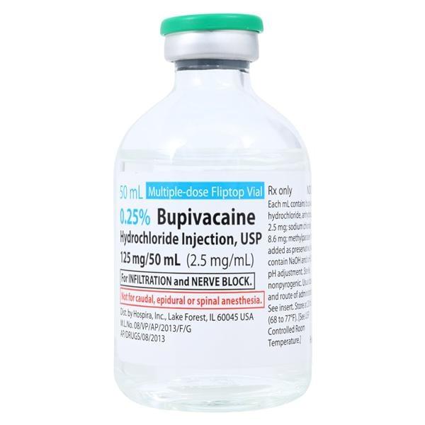 Bupivacaine HCl Injection 0.25% MDV 50mL Each Pfizer Injectables